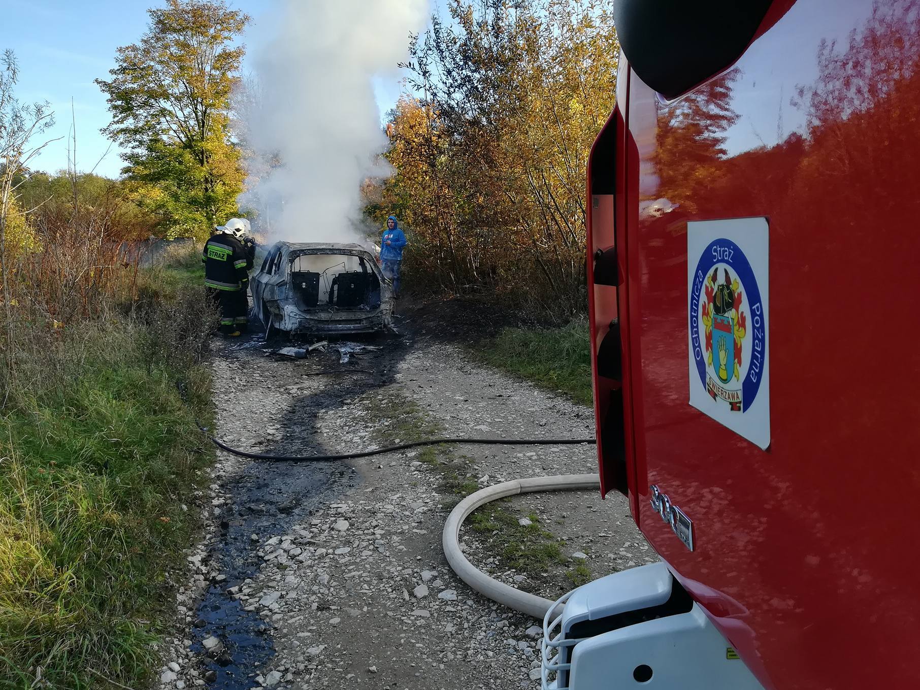 Pożar samochodu - OSP Swieriawa