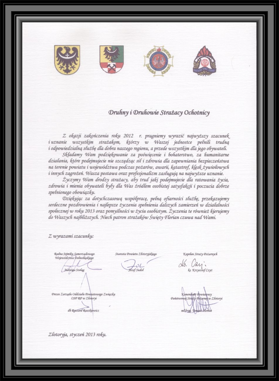 ZEBRANIE SPRAWOZDAWCZE ZA 2012 ROK - OSP Swieriawa
