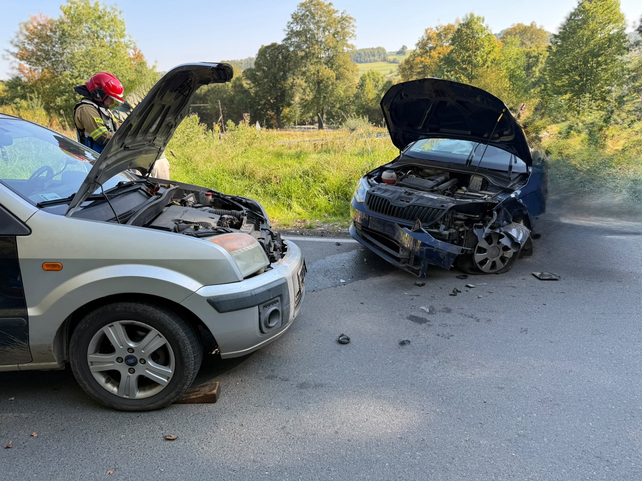 Wypadek samochodu osobowego - OSP Swieriawa